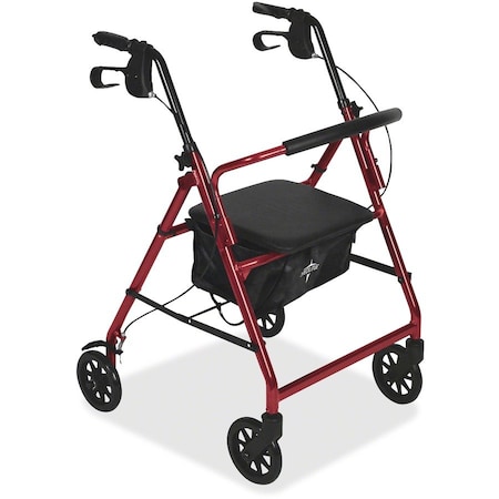 Medline Basic Steel Rollators, 6" Wheels, 350lbs Cap, Red MIIMDS86850ES
